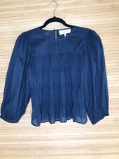 The Great Daze Pleated Cotton-Voile Blouse boho peasant storm top sz 0