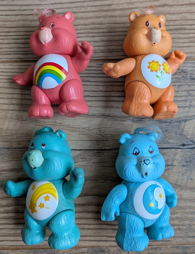 8 Vntg Care Bear Poseable Figure lot W/ Raccoon Penguin  3.5" 1983 Hong Kong - Image 2 of 4