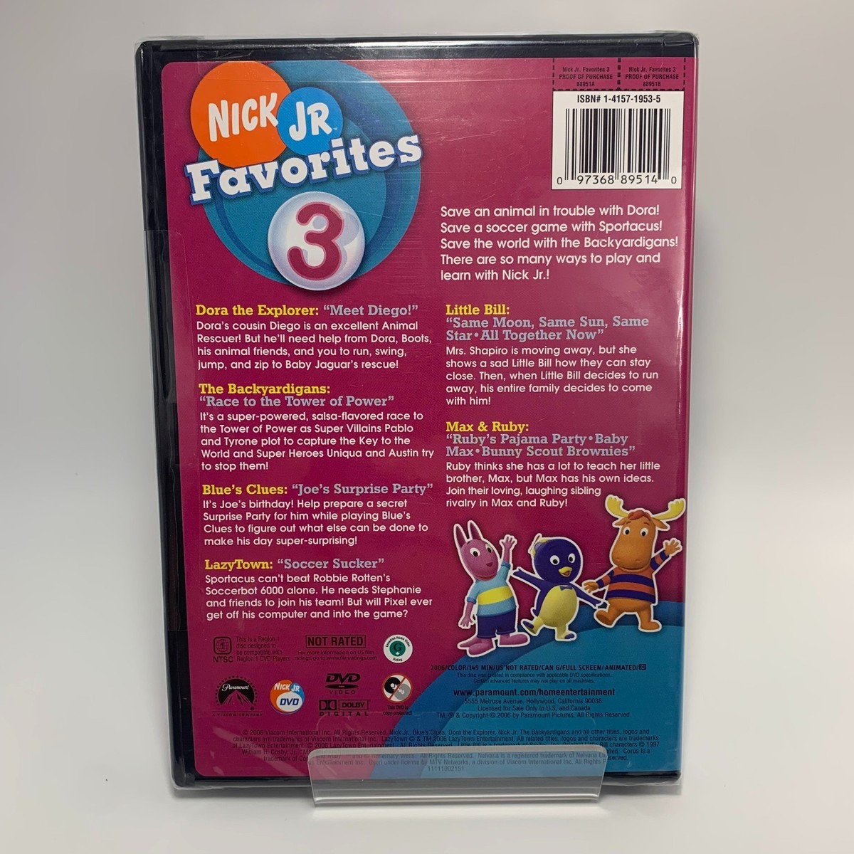 Nick Jr Favorites Vol 3 DVD 2006 Nickelodeon Kids Dora Blue's