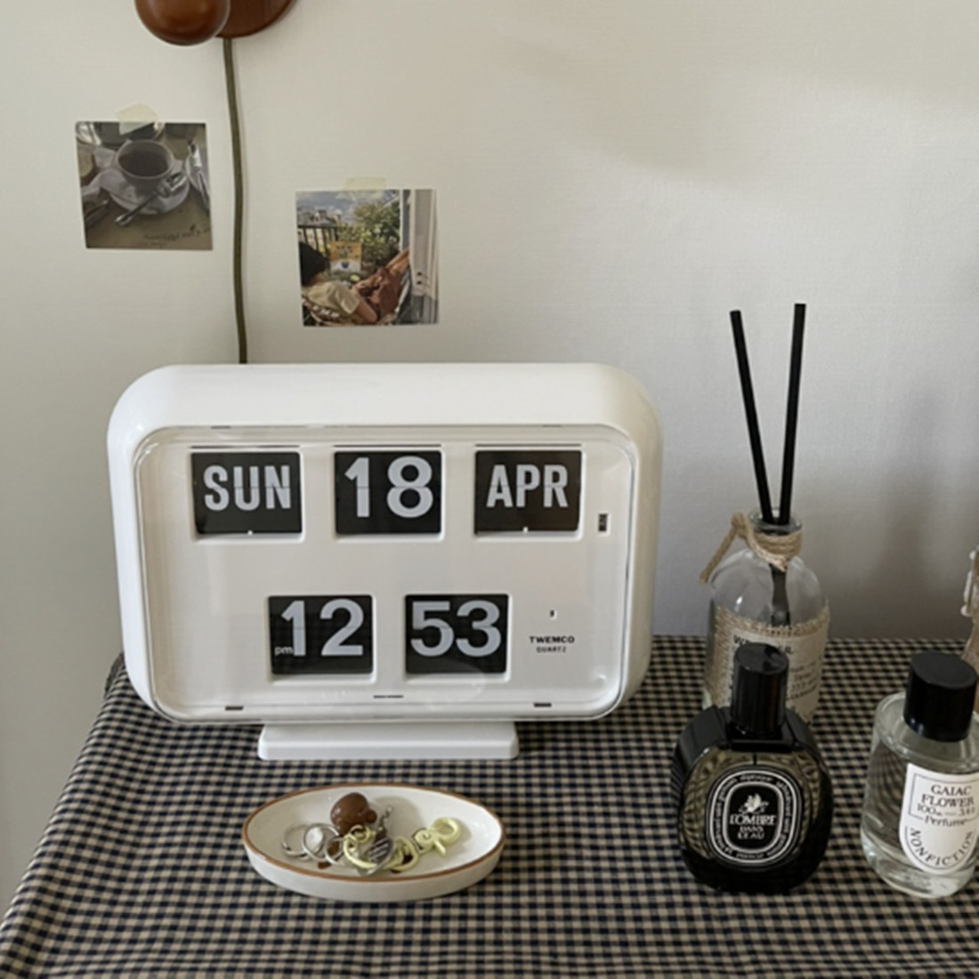 Twemco QD-35 White Flip Clock Perpetual Calendar Wall Desk Digital Retro Clock