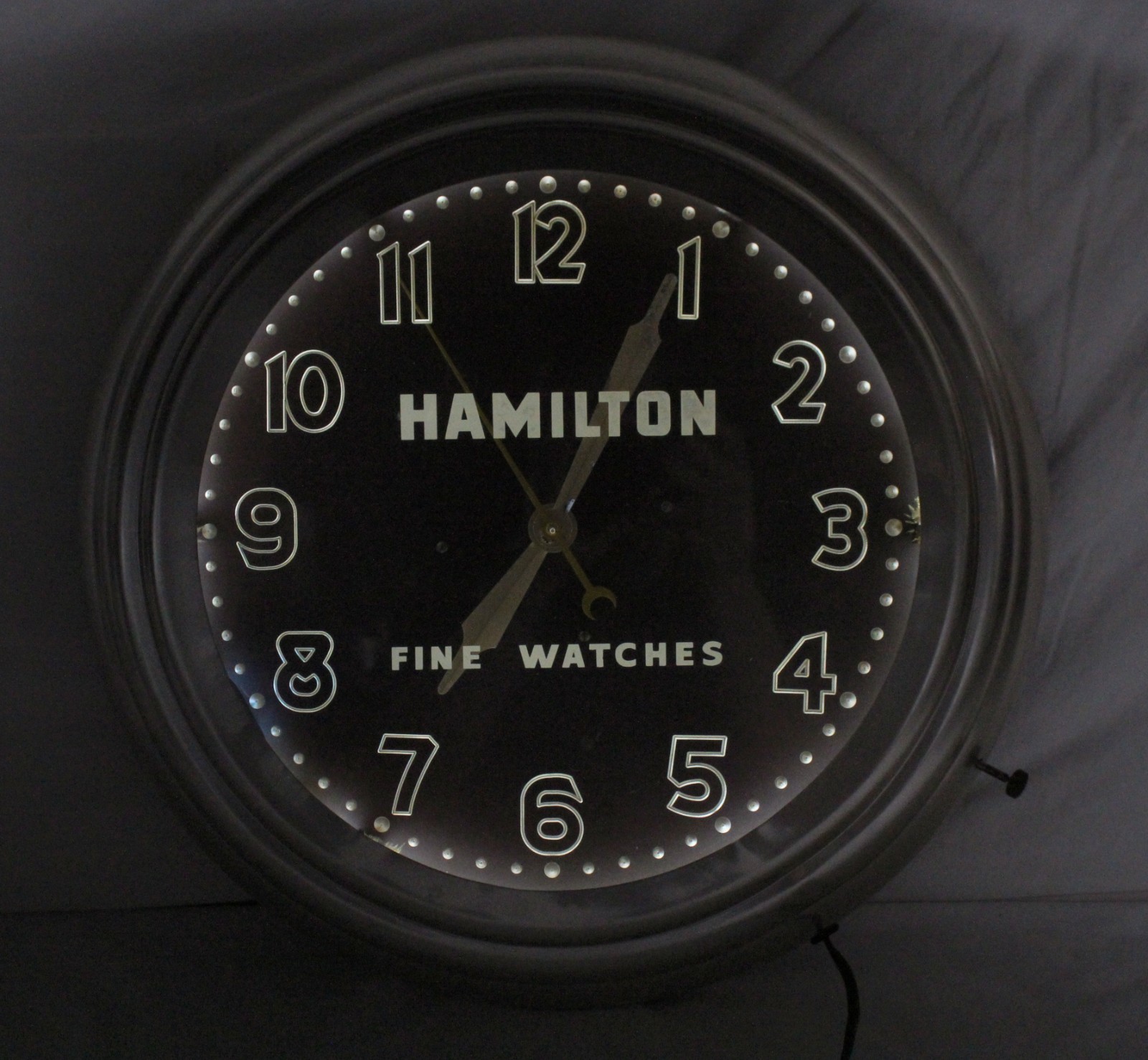 💥vintage HAMILTON Fine Watches NEON WALL CLOCK Lackner Ohio RUNNING 18"💥