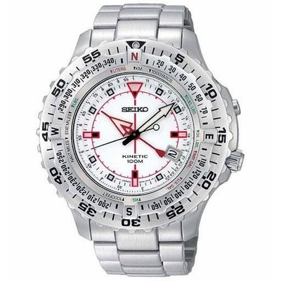 Brand NEW SEIKO SKA421P1 Kinetic 5M82 Pilot Watch Double Bezels Flighmaster Men