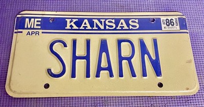KANSAS VANITY AUTO LICENSE PLATE KS Sharon Name SHARN