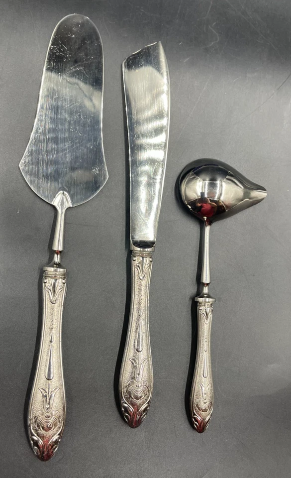 SET SERVIZIO POSATE DOLCI DOLCE TORTA PORTATE MANIGLIA ARGENTO 800 - Immagine 4 di 4