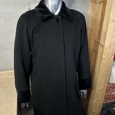 FORECASTER Boston Vtg 80s Black Wool Coat Women's 12 Velvet Collar Cuff