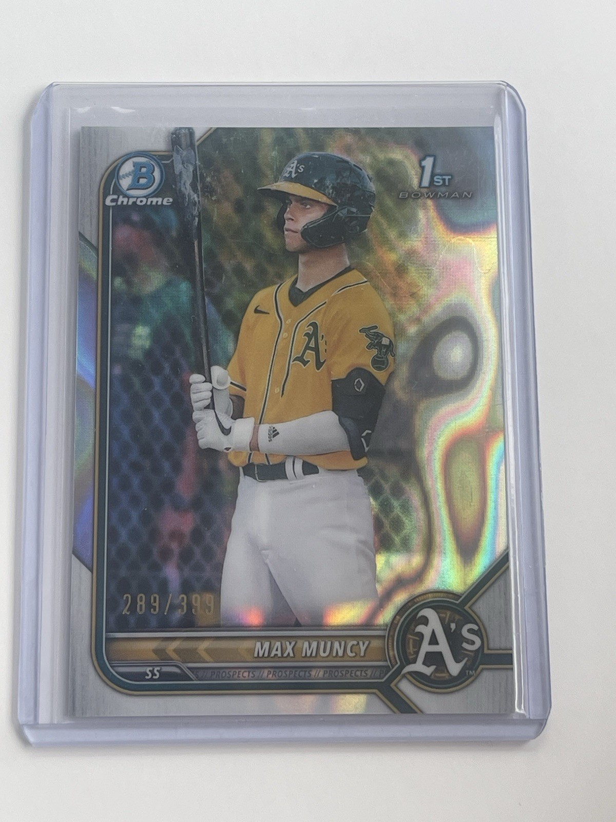 Max Muncy 1st 2022 Bowman Chrome Prospect Lava Refractor 289/399 #BCP-89 RC A's!
