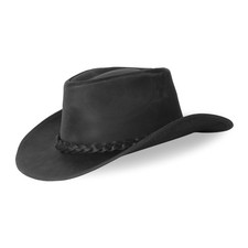 XSHAMROCK Black Shapeable Western Outback Leather Cowboy Hat for Men and Women