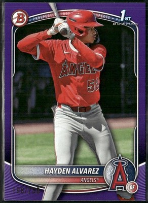 Hayden Alvarez 2025 Bowman #BP-12 Prospects Purple #'d 188/250 Angels