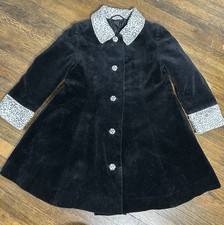 Charlianne England Girl Black Velvet Coat 2yrs Cheetah Details church cozy warm