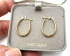 14K Yellow Gold Oval Hoop Earrings 0.9 Gr [E371] — photo 7