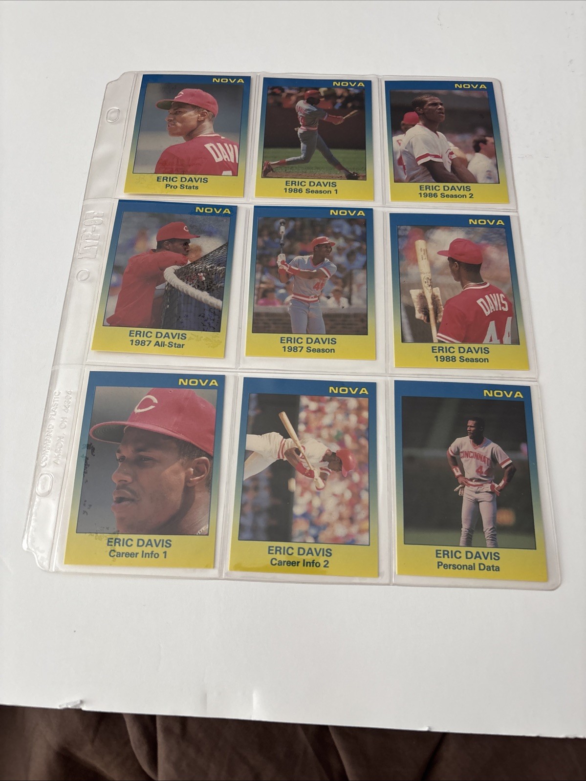 1988 Eric Davis Star Company 9-card Nova Baseball Set (500 Made) Cincinnati Reds