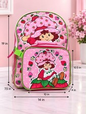 Strawberry Shortcake 5-Piece School Backpack  Snack Tote Lunch Bag Set New With