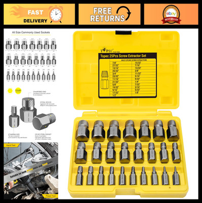 25Pcs Screw Extractor Set - Hex Head Multi-Spline Easy Out Bolt Remover, CR-MO S
