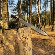 Custom Handmade Carbon Steel Blade Celtic Leaf Sword | Hunting Sword Camping