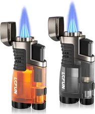 Torch Lighters 2 Pack Adjustable Triple Concentrated Torch Flame Butane Lighter,