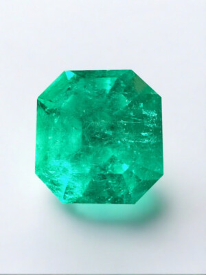 13.46 Carat Minor Oil 14.5x14 Dark Green Natural Loose Colombian- Asscher Cut