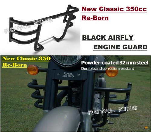 Royal Enfield Air Fly Engine Guard – Black Steel Crash Bar For Meteor 350 & Classic 350 Reborn