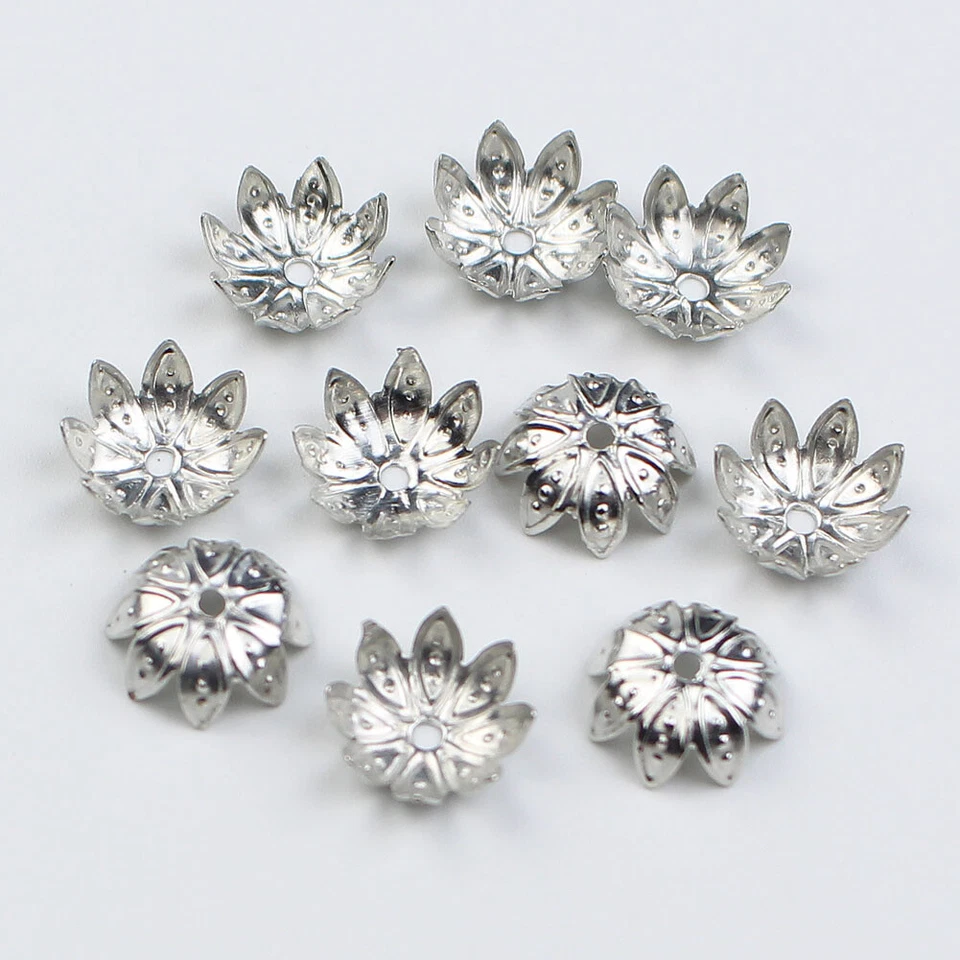 100pcs/lot 8mm / 10mm Metal Flower Loose Spacer Bead Caps for DIY Jewelry Making Foto 4 de 4