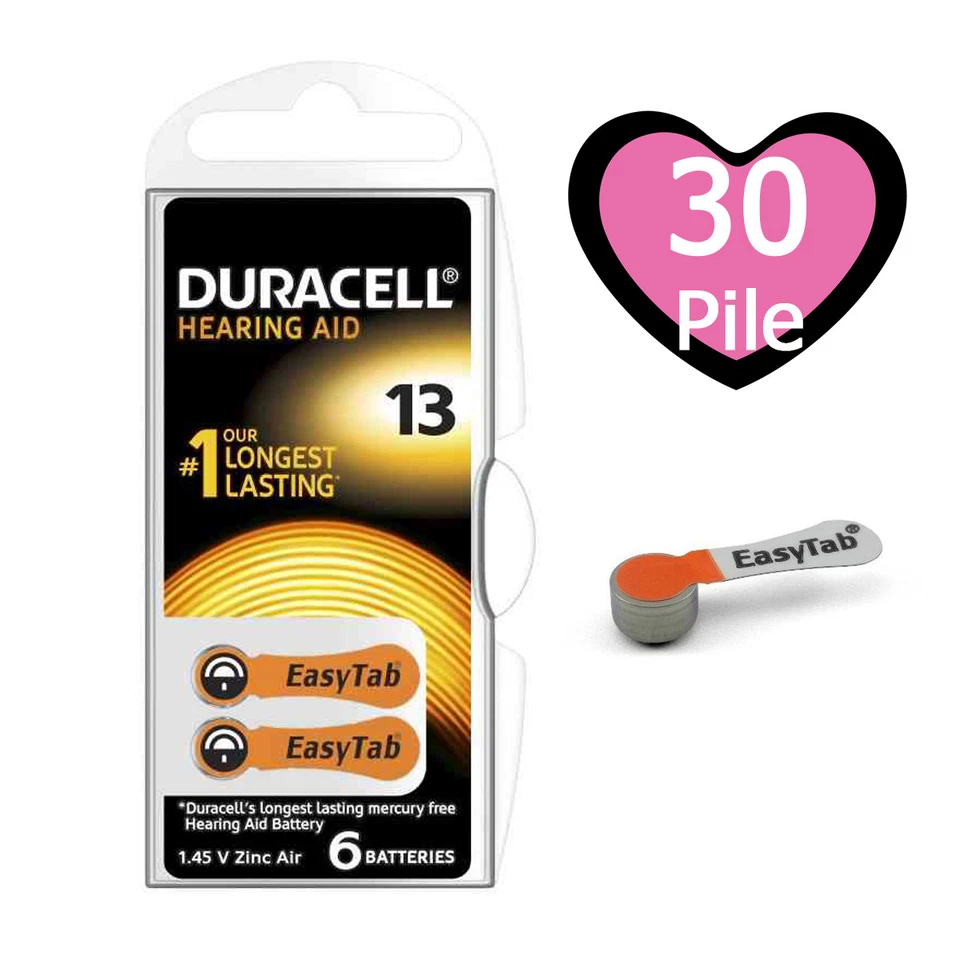 30 Batterie PILE Duracell Activair 13 per Apparecchi Acustici PROTESI udito PR48