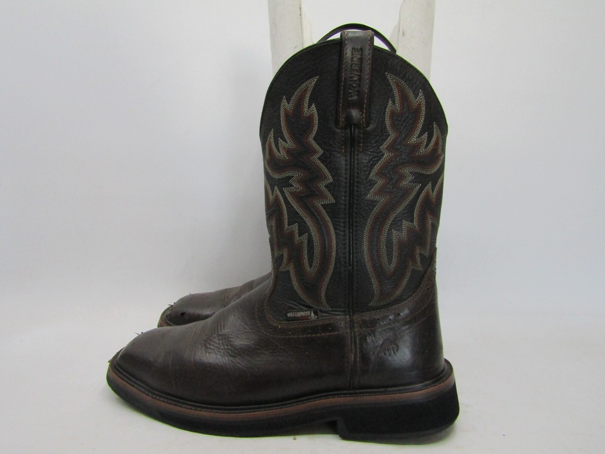 Wolverine Mens Size 10.5 EW Black Brown Leather Steel Toe  display picture 1