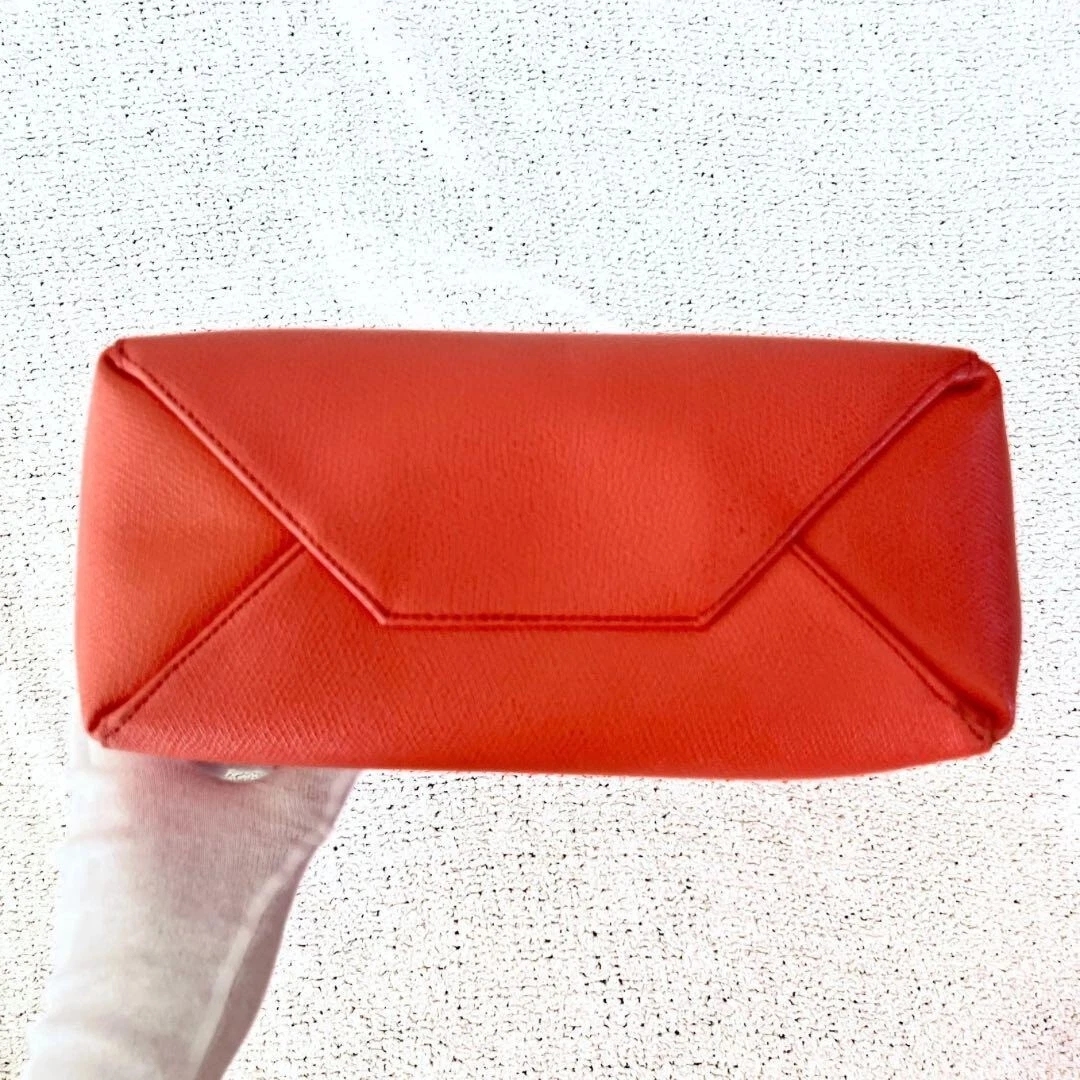 CELINE Cabas Borsa Tote Verticale Pelle Bicolore Blu Arancione USATA Autore #S2139