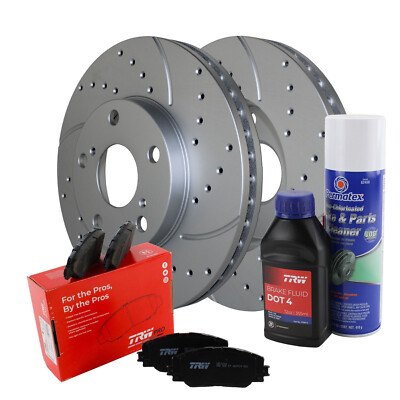 Front Brake Kit 275mm Drilled Disc Rotors TRW Pro Ceramic Pads For Camry Sienna