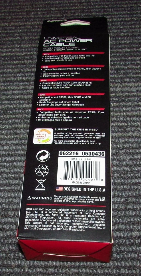 KMD Universal AC Power Cable for Playstation 3 & Xbox 360 Consoles Fast Shipping - Image 2 of 2