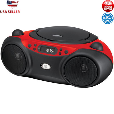 Portable CD Boom Box AM FM Radio LCD Display Stereo Speakers Battery AC Power US