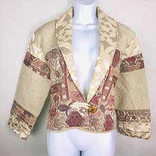 Flashback Womens Jacket Sz M Brown Quilted Pattern Bolero New Old Stock Vintage