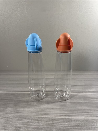 Tupperware Oil and Vinegar Cruets Salad Sheerly Elegant Sheer Blue Orange New!