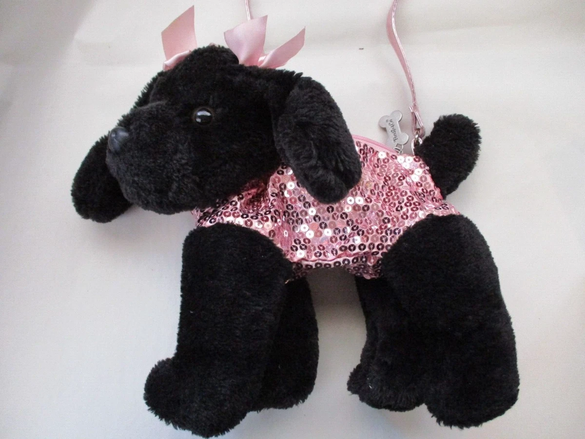 Black dog purse Small Childs Poodle Plush Poochie & Co Pink Sequin Zip  Bag