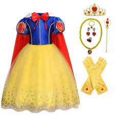 Princess Costume Snow White for Halloween Party Cosplay Outfits Cape Accessories