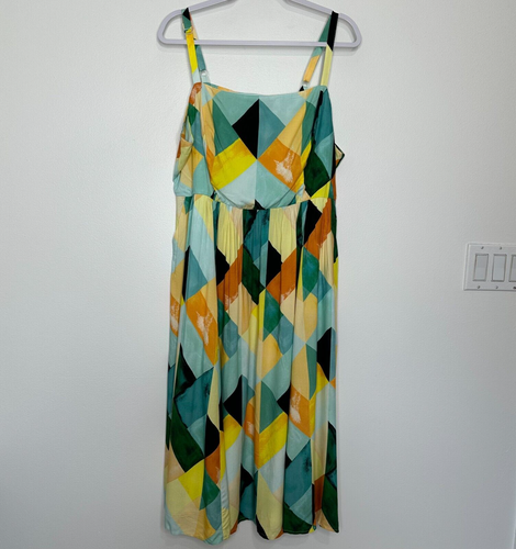 NWT Torrid Midi Sleeveless Dress Womens Size 2X Geometric Challis Colorful