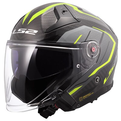 LS2 OF603 Infinity II Carbon Urus Motorcycle Helmet (Black/Yellow/Carbon) Size: XL (61)