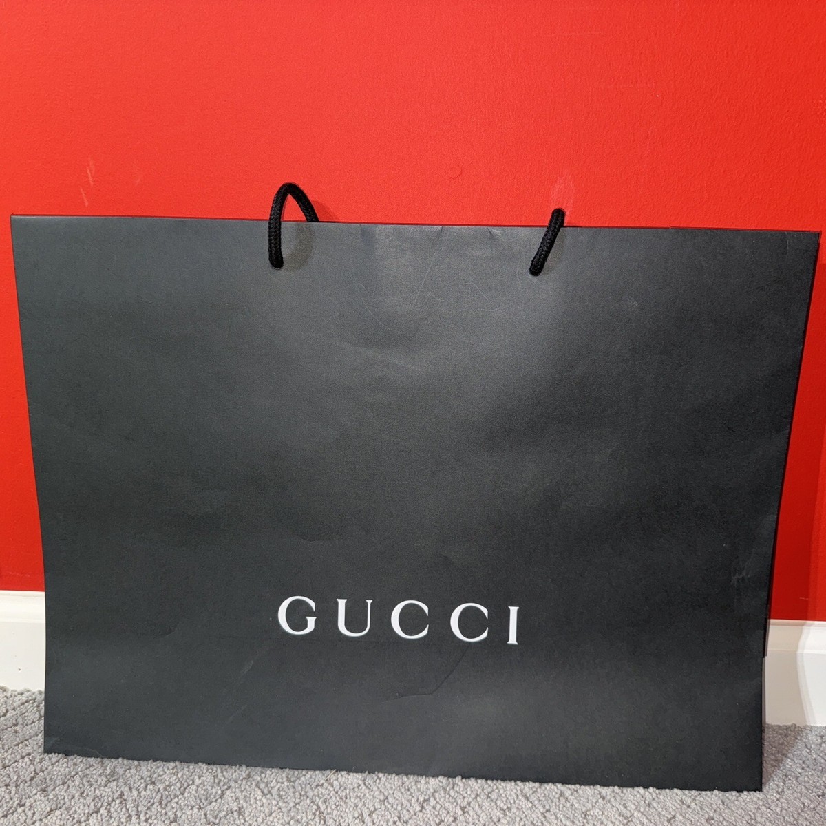 GUCCI Shopping / Gift Bag Paper Black Super Big 19W X 14HX 6.75
