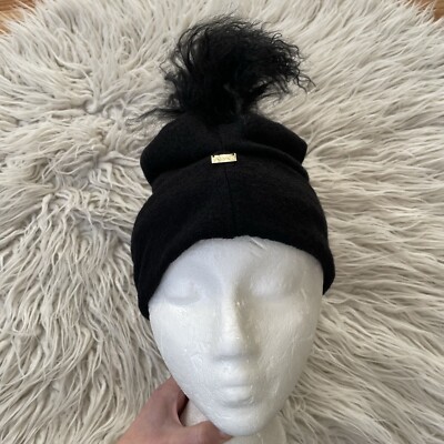 ARAE Black Freya Boiled Wool Polar Fleece Mongolian Fur Pom 