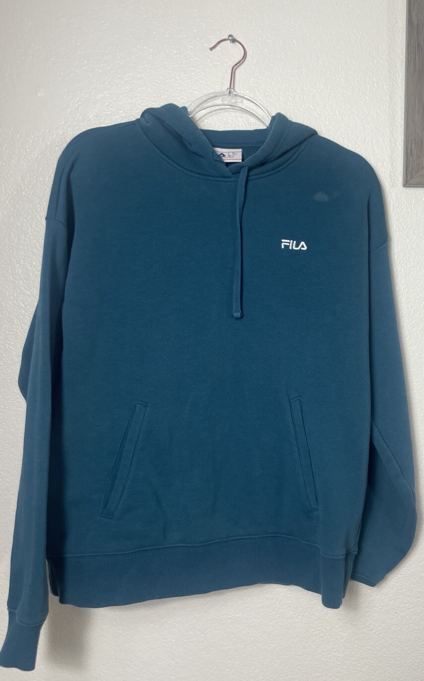 Felpa con cappuccio FILA verde verde acqua tasche a mano donna taglia L maglione