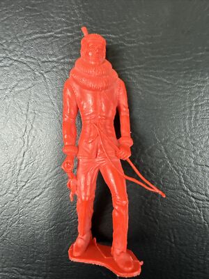 Vintage 1960s Ajax Toys 5'' Hard Plastic Indian Holding Rabbit And Bow Figure Red