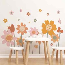 Boho Floral Wall Stickers Kids Nursery Wall Decals Girls Room Bedroom Home Decor