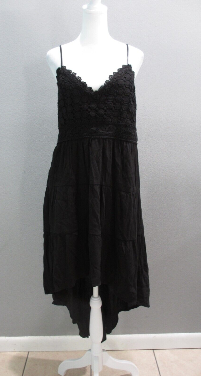 black lace sun dress Black Boho Lace Maxi Dress Hollow Out Summer Embroidered Dress in Black - Women's Boho Fashion Flared, Empire Waist
