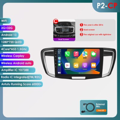 For Honda Accord 9 2.4L Android 13 Carplay Car Radio NAVI GPS 2+32GB WIFI FM SWC