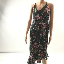 Asos F46 Womens Spaghetti Strap Dress Floral V-Neck Criss Cross Back Size 12 NWT
