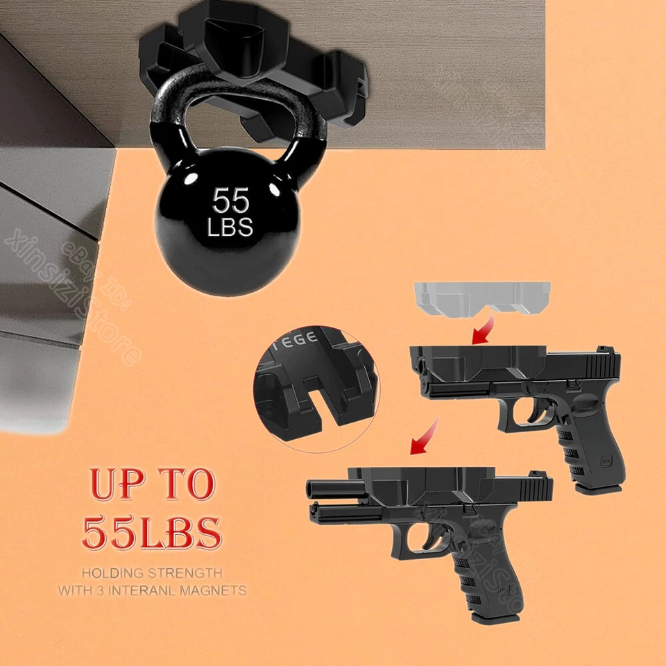 55 LBS Gun Magnet Mount Holster Magnetic Holder Concealed Pistol IN Car Bed Desk - Image 3 of 4
