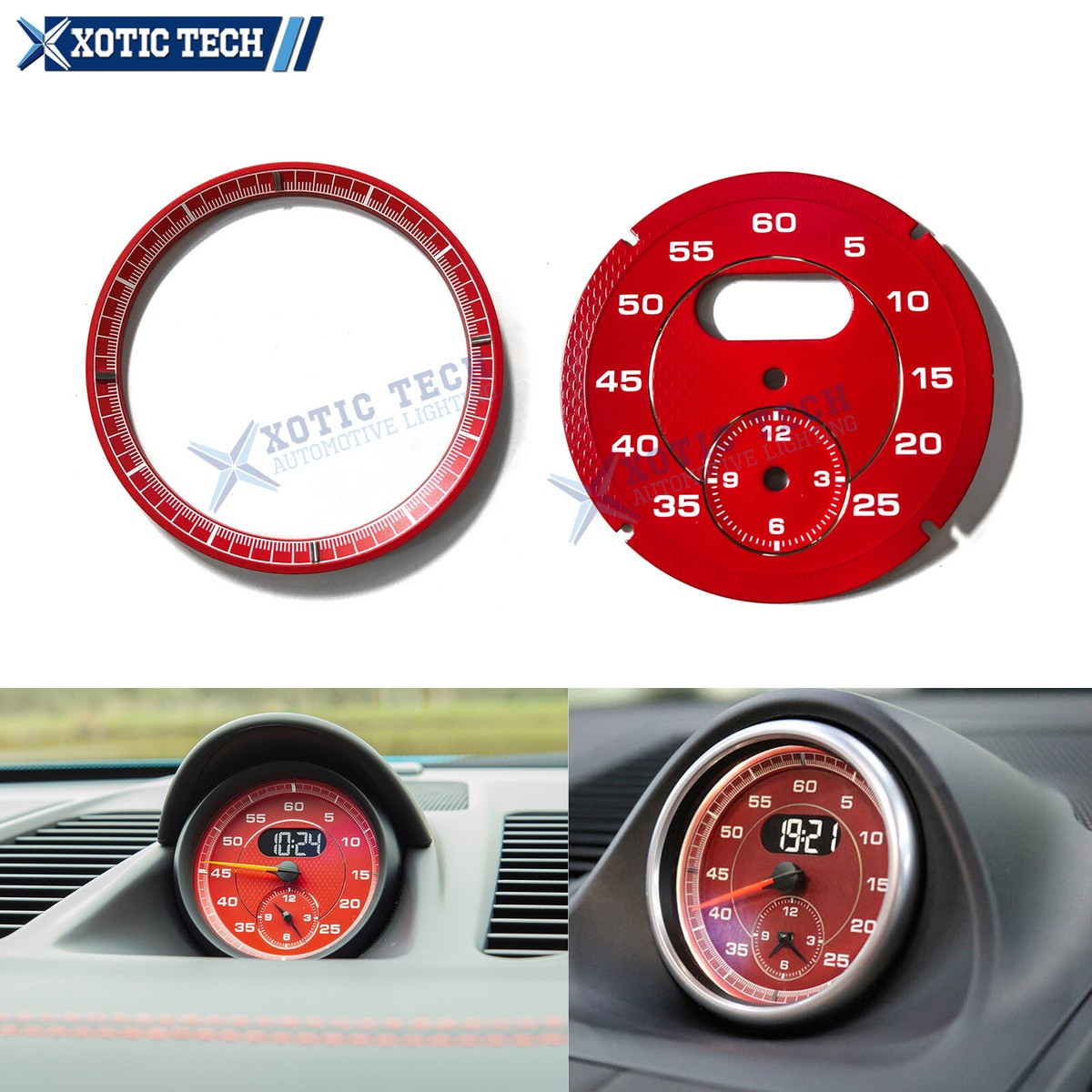 1pcs Red Dial Clock Gauge Sport Chrono For 911 Cayenne Panamera