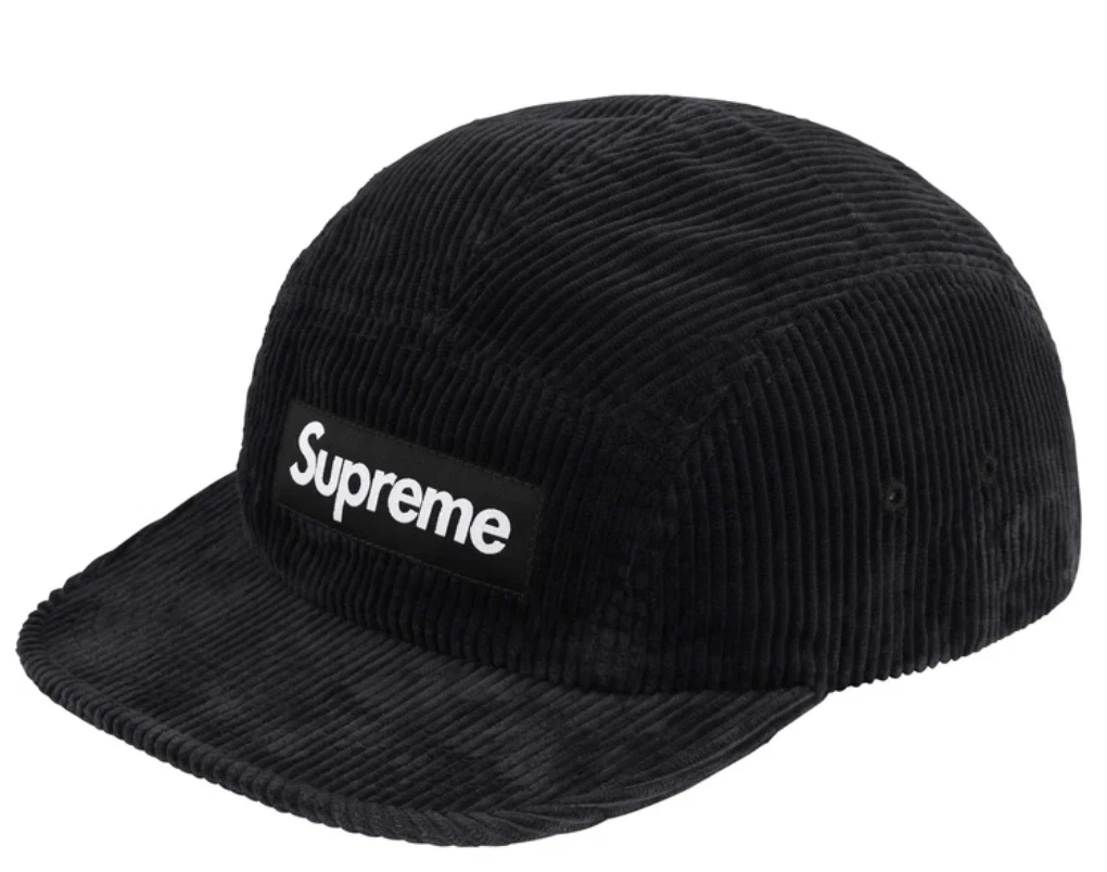 Casquette de camp Supreme en velours côtelé   Noir