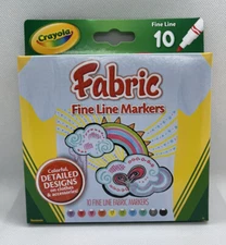 Crayola Fabric Fine Line Markers Pack of 10 Markers New
