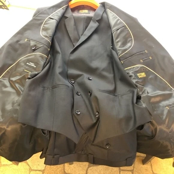 Traje Steven Land Angelo Hombre Clásico 3 Piezas Lana Negra 2 Botones 42/36L Foto 3 de 4