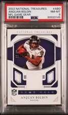 2022 NATIONAL TREASURES NFL GAME GEAR #ABO ANQUAN BOLDIN 43/99 PSA 8