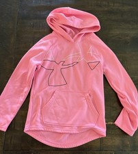 Under Armour Coldgear Girls SZ Youth Small Bright Pink Hoodie W/ The  H  Logo