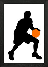 Silhouettes of basketball Framed Wall Art Poster Canvas Print Picture